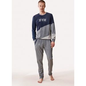 Feyza - Pyjama Set Voor Heren, Lange Mouwen, Donkerblauw - S