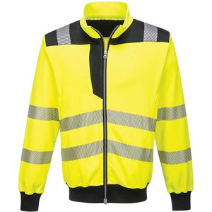 Portwest - PW3 Hi-Vis Sweatshirt - Geel - Reflecterend - Met Rits en 3 Zakken