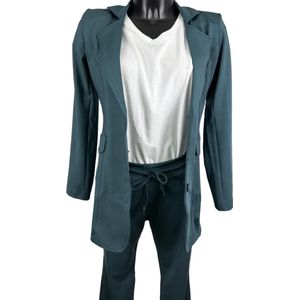 Angelle Milan �– Travelkleding voor dames – Donkergroen Jasje met 3 knopen – Ademend – Kreukherstellend – Duurzaam - In 5 maten - Maat S