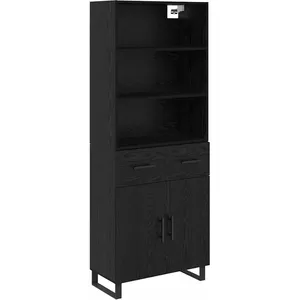 vidaXL Highboard 37,5x35x180 cm spaanplaat zwart eikenkleurig, kast