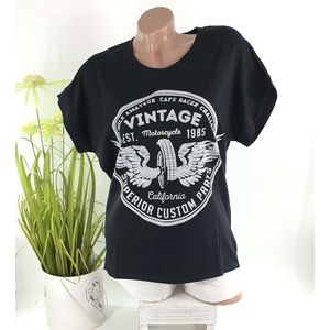 Dames katoenen t- shirt ""Vintage California"" made in Italy maat 36 38 40 kleur zwart