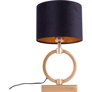 Tafellamp ring Devon small met kap | 1 lichts | brons / goud / zwart | metaal / stof | Ø 15 cm | 37 cm hoog | dimbaar | modern / sfeervol design