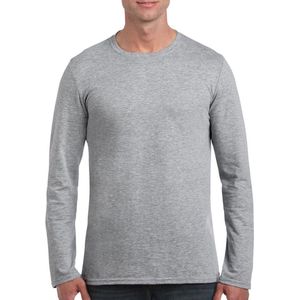 Basic heren t-shirt grijs met lange mouwen - Herenkleding - herenshirt met lange mouw L