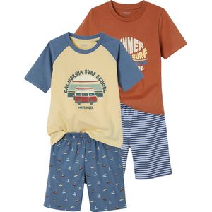 Vertbaudet - Set met 2 Pyjamashorts - Katoen - Summer Surf voor Jongens