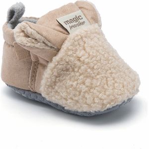 Beige warme en schattige babyslofjes van Baby-Slofje maat 0-6 maanden, 11 cm