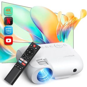Draagbare Projector - WiFi en Bluetooth - Thuisbioscoopkwaliteit - Beeld en Geluid - Draadloze Connectiviteit - Projector voor Entertainment - Gemakkelijk te Gebruiken - Compact en Draagbaa