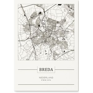 Stadskaart Breda - Plattegrond Breda – city map – Dibond muurdecoratie 30 x 40 cm