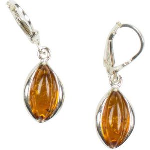 Zilveren oorbellen met sluiting Amber / Barnsteen 925 zilver