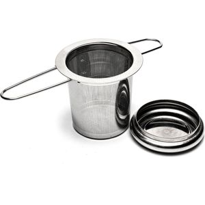 RVS theezeef met deksel - inklapbaar - thee ei - theefilter