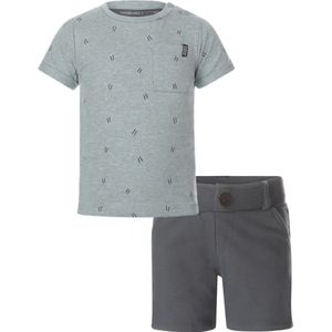 Koko Noko - Kledingset - Jongens - Short Steel Blue - Shirt Dusty Blue - Maat 86