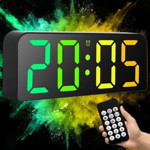 RGB Digitale Wekker - 9,6 Inch Digitale Wandklok met Afstandsbediening, Alarm, LED-Display en Snooze Functie