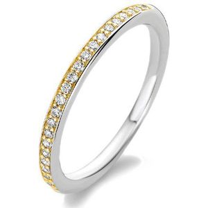 TI SENTO Dames Ring - 925 zilver - Zirkonia met geel verguld - Maat 15.25 mm / maat 48 - 1923ZY