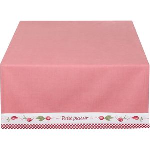 Clayre & Eef Tafelloper 50*140 cm Rood Katoen radijs Tafelkleed Loper Tafeltextiel