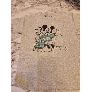 T-shirt - Disney - Mickey Mouse en Pluto - Grijs - Mt 140