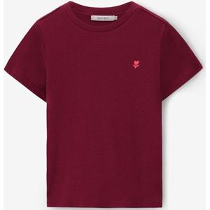Sissy-Boy - T-shirt - Donkerrood - Korte Mouwen - Aangesloten Fit - Hartjes Embroidery