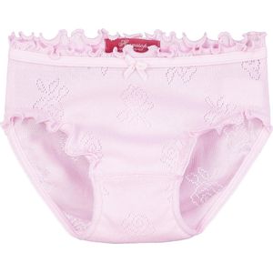 Exclusief Luxueus Kinder nachtkleding Hanssop, Meisjes, Katoenen onderbroek, super zacht roze onderbroek gemaakt in een verfijnd lief roosjes ajour katoen met een bijpassend roze velours strikje, maat 104