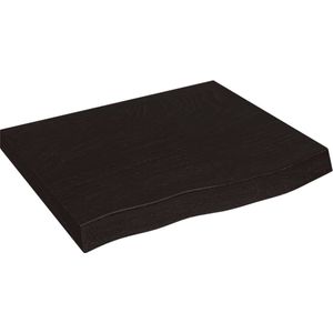 The Living Store Tafelblad 60x50x(2-6)cm behandeld massief eikenhout donkerbruin - Tafelblad - Eikenhouten Tafelblad - Tafelscherm - Eetkamertafel - Salontafel
