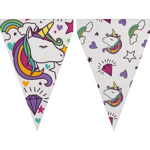 FUNIDELIA 1 Eenhoorn Vlaggetjes Slinger - Lovely Unicorn voor meisjes - Roze