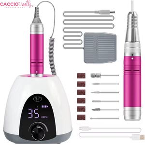 Elektrische Nagelfrees- Elektrische Nagelvijl -Nagelvijl Elektrische 35.000 RPM - Draadloos - Oplaadbaar - Nagelfrees - Wireless - Fuchsia/Wit - LED Beeldscherm- Inclusief 6 bitjes - Manicure/Pedicure Voeten en Handen - Hoge Kwaliteit - Professioneel