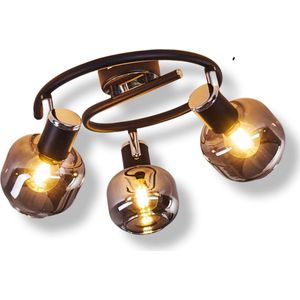Moderne Plafondlamp - Lampen - plafondlamp chroom, zwart, 3-lichtbronnen - Woonkamer lamp - Keuken Plafondlamp - Hal Plafondlamp