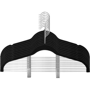 Kledinghangers met beweegbare clips ultradunne anti-slip rek Rok-broekhangers voor thuisreizen - Zwarte pakbroekclip 42cm 10 st