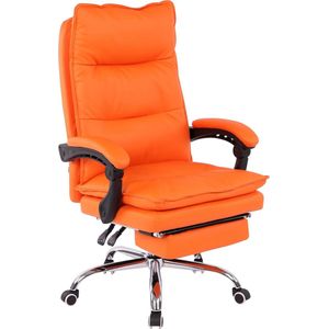 Bureaustoel - Bureaustoelen voor volwassenen - Design - Voetensteun - Gewatteerd - Kunstleer - Oranje - 67x84x125 cm