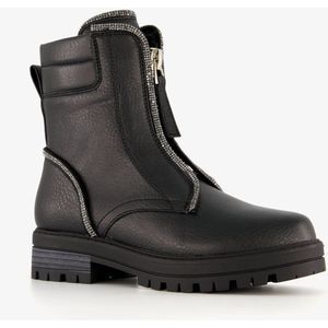 Blue Box meisjes biker boots met strass steentjes zwart - Maat 35