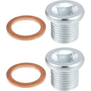 Nordivar - Motorolie Afvoerplug Schroef voor Auto - Set van 2 - M16x1.5 - Zilveren Kleur - Voor Volvo 260 - Vervangingsonderdeel