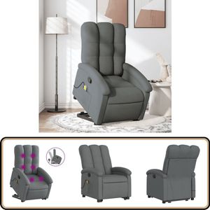 vidaXL Sta-op-massagestoel - Verstelbaar - Donkergrijs Sta-op-massagefauteuil - Sta-op-massagefauteuils - Sta-op Fauteuil - Sta-op- En Ligstoel Verstelbaar
