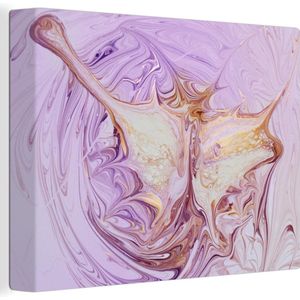 Canvas Abstract - Marmer - Goud - Verf - Roze - 120x90 cm - Muurdecoratie