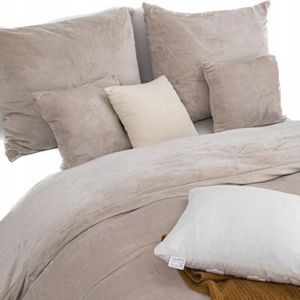 Cozy Flanellen Dekbedovertrek Set Beig 160x200cm - Zacht & Warm