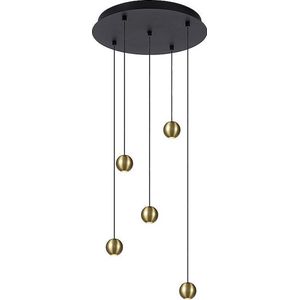 Atmooz - Hanglamp Balls - goud - Industrieel - Woonkamer / Slaapkamer / Eetkamer - Plafondlamp - Zwart en Goud - Hoogte 200cm - Metaal