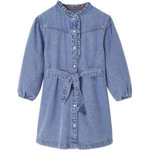 Vertbaudet - Jurk - Jeans - Meisjes - Ronde Halslijn - Lange Mouwen