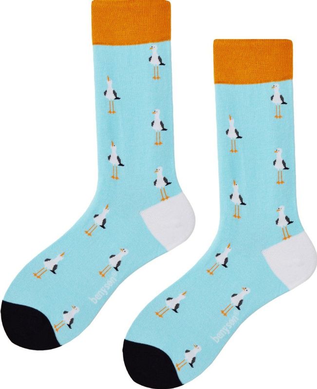 Benyson - Huissokken - Blauw - Organisch Katoen - 1 Paar - Kippenprint