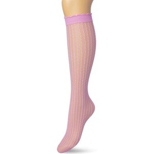 Bonnie Doon Dames Panty Kniekousen met Stippen Roze maat 36/42 - Gestipte Knie Kousen - Luxe Knie Sokken - Uitstekend draagcomfort - Batik Dots Knee High - Kniesokken - Stipjes - Zakt niet af - Aurora Pink - BP211501.126