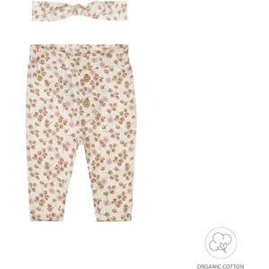 Dirkje-Baby meisjes broek + haarband organic cotton-Gebroken wit