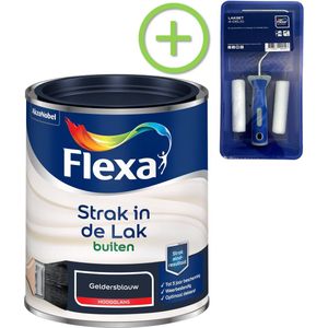 Flexa - Strak in de Lak - Hoogglans - Buitenv - Geldersblauw - 750 ml + Lakroller
