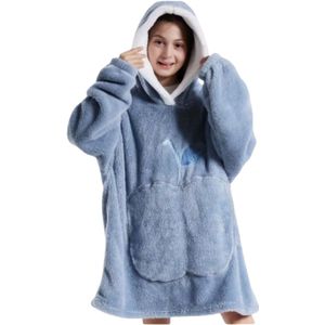 Draagbare Deken Hoodie – Deken met Mouwen – Wearable Blanket – Zachte Dikke Fleece met Gevoerde Capuchon – maat 130/140 – 72 cm – Warm & Comfortabel voor Thuis
