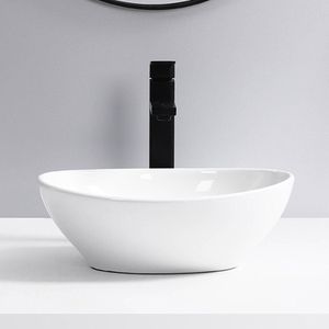 WOON-DISCOUNTER.NL - Durva 35 - Glans wit - Waskom - - Keramiek - Ovaal - 251056