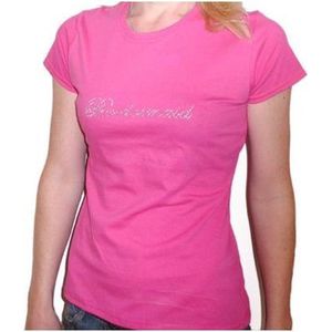 Hot Pink T-Shirt met de strass tekst Bridesmaid - vrijgezellenfeest - t-shirt - roze - bruidsmaid - maat M