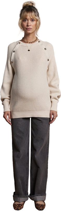 Envie de fraise - Geribde Zwangerschapstrui - Kralenrib - Met Knoopsluiting