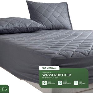 Nordic Schiller 160X200+35 Microvezel gewatteerde matrasbeschermer, vochtbestendig, wit matrasbeschermer, matrastopper,hoeslaken, Grijs