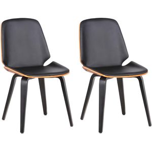 Set van 2 stoelen SANTAREM - Kunstleer - Noten of zwart L 46 cm x H 83 cm x D 57 cm