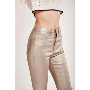 Broek Toxik3 met hoge taille skinny lederlook goud