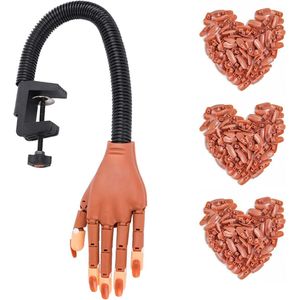 Oefenhand Voor Acryl Nagels, 300 Stuks Nageltips Flexibele Training Hand Professionele Nagelkunst Handgereedschap Verstelbare Valse Vingernagels Voor Doe-Het-Zelf Nagelmanicure