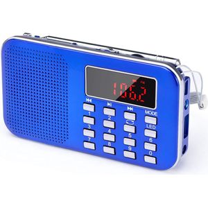 Draagbare Multifunctionele Radio met MP3 en Zaklamp voor Noodgevallen - Blauwe Uitvoering