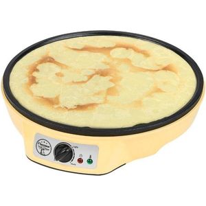 Bestron Crepe Maker voor crepes met Ø 30cm, pannenkoekenmaker incl. deegverdeler & crêpeskeerder, met antiaanbaklaag & indicatielampje, 1000 Watt, Kleur: geel