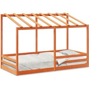 vidaXL - Kinderbed - met - bedhuis - 100x200 - cm - massief - grenenhout - wasbruin