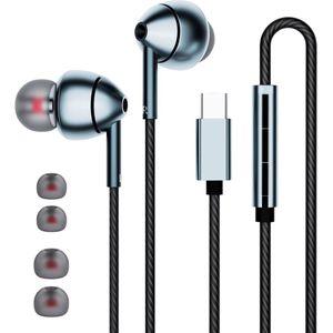 Sounix USB C-hoofdtelefoon - Bedrade oordopjes - In-ear oordopjes van type C met microfoon - Volumeregeling - Bas stereo - Ruisonderdrukking