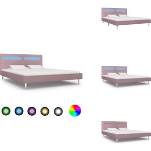 vidaXL Bedframe - Bedframes - Bed - Bedden - Bedframe met LED stof roze 180x200 cm